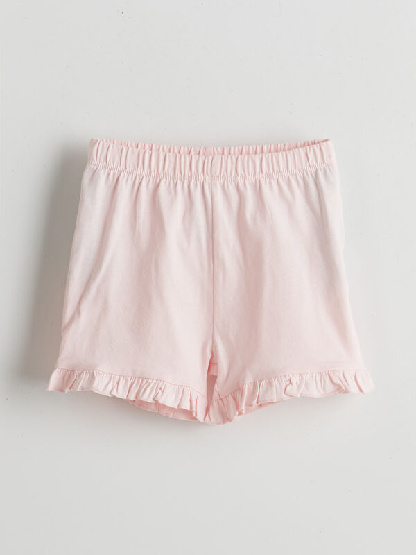 LCW baby Beli Lastikli Basic Kız Bebek Şort