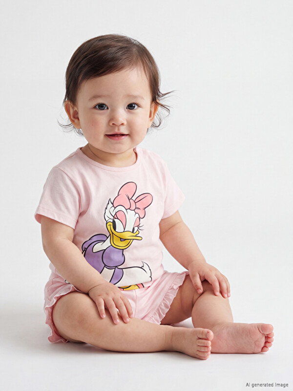 LCW baby Daisy Duck Printed Baby Girls' Shortie Pyjama Set