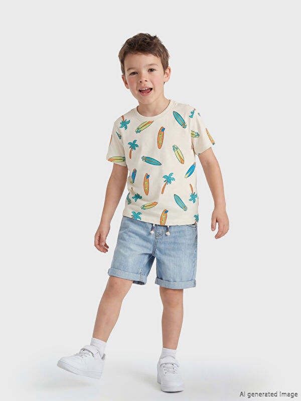 LCW Kids Beli Lastikli Erkek Çocuk Jean Şort