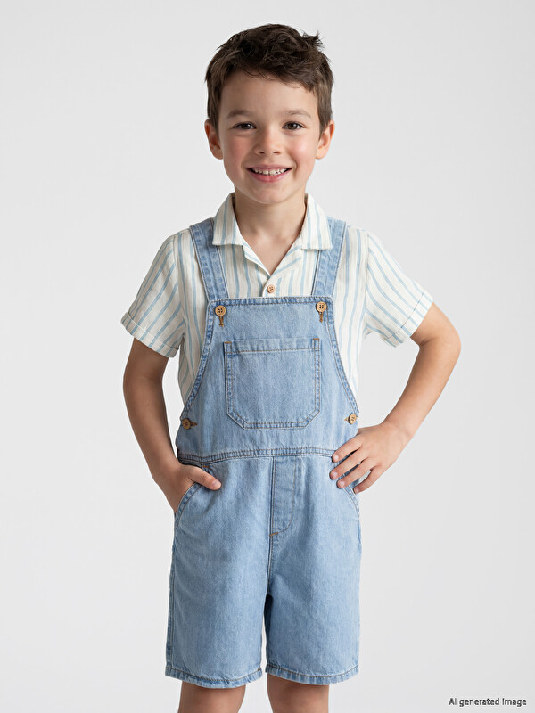 LCW Kids Erkek Çocuk Jean Şort Salopet