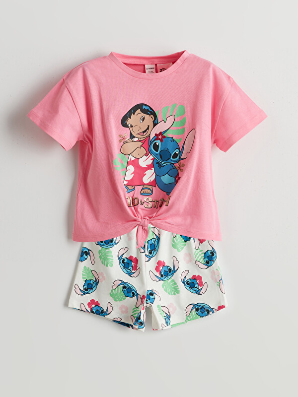 LCW Kids Lilo & Stitch Baskılı Kız Çocuk Tişört