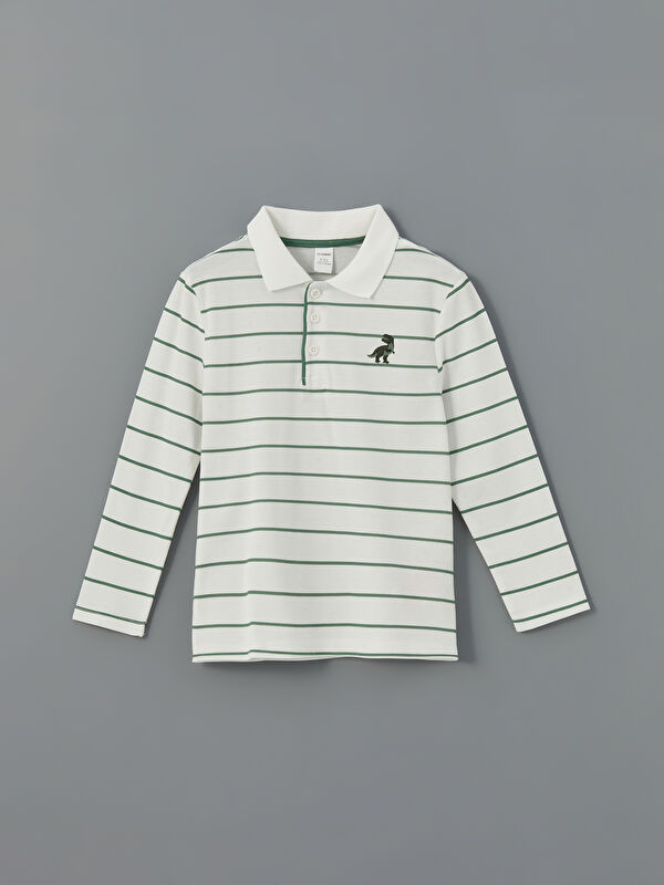 LCW Kids Polo Yaka Çizgili Erkek Çocuk Tişört