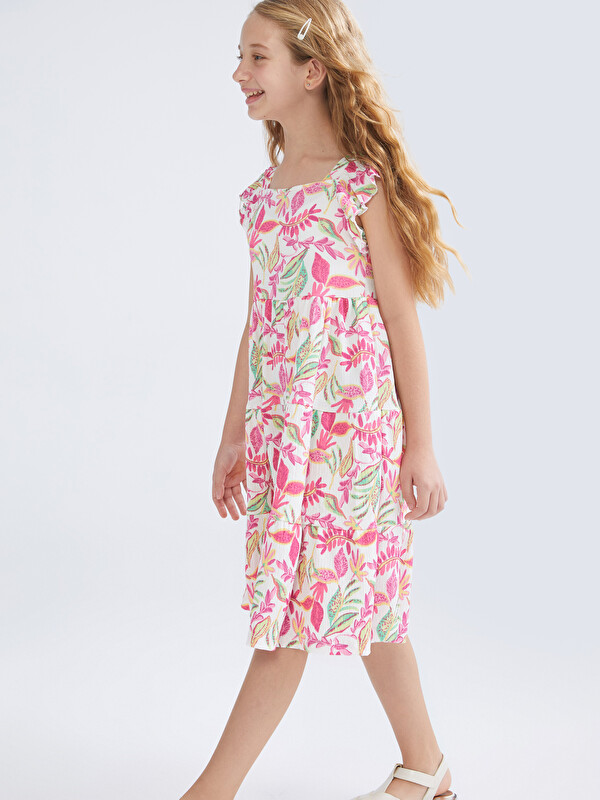 LCW Kids Square Collar Floral Girl's Dress