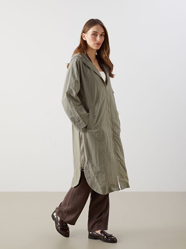 LCWAIKIKI Classic Kapüşonlu Düz Oversize Kadın Tunik