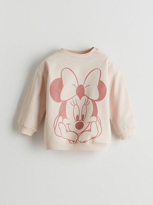 LCW baby Minnie Mouse Baskılı Kız Bebek Sweatshirt