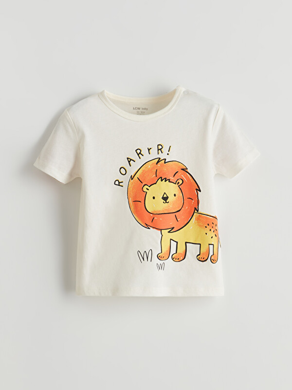LCW baby Bisiklet Yaka Baskılı Erkek Bebek Pijama Üstü