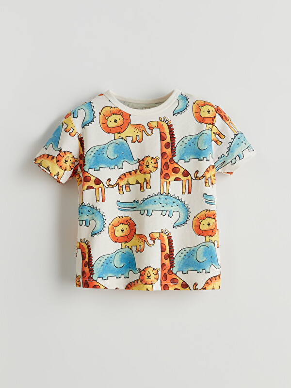 LCW baby Hayvan Baskılı Erkek Bebek Pijama Üst