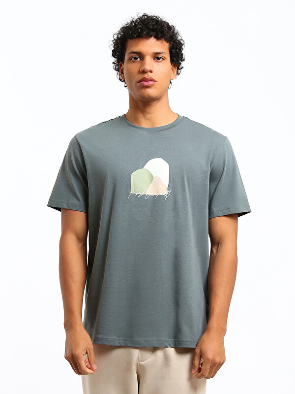 XSIDE T-shirt Imprimé pour Hommes à Col Rond