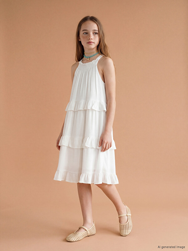 LCW Kids Halter Neck Muslin Girls' Dress
