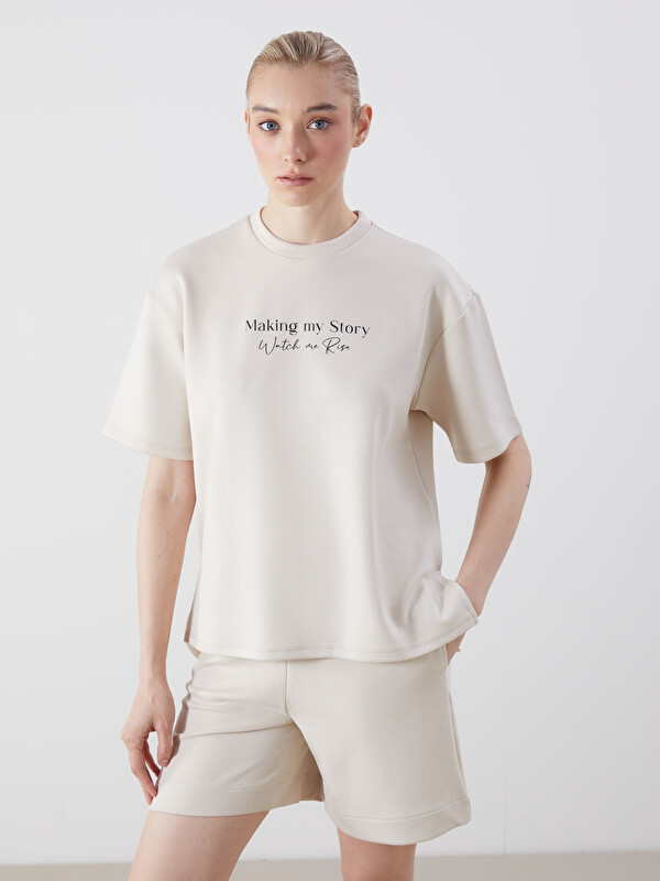 LCWAIKIKI Classic Crew Neck Printed Oversize Women's T-Shirt