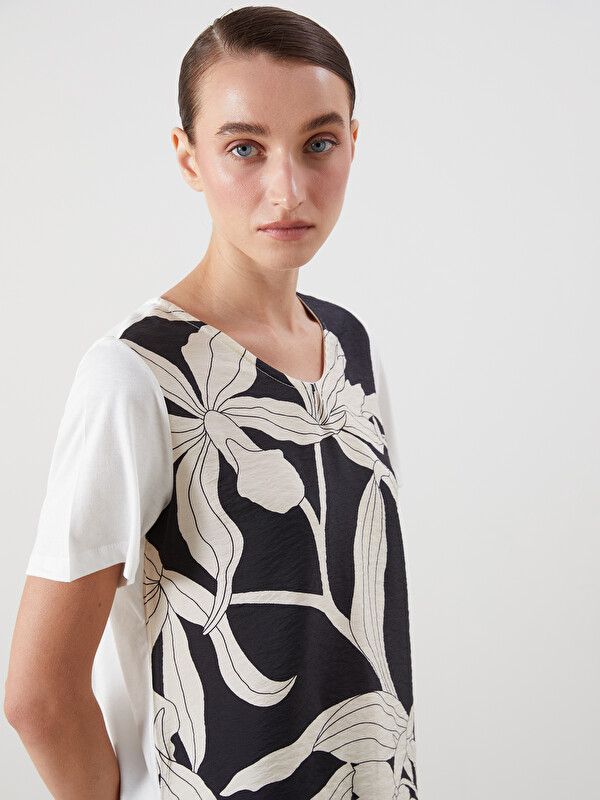 LCWAIKIKI Classic T-shirt à col rond à motifs pour Femmes