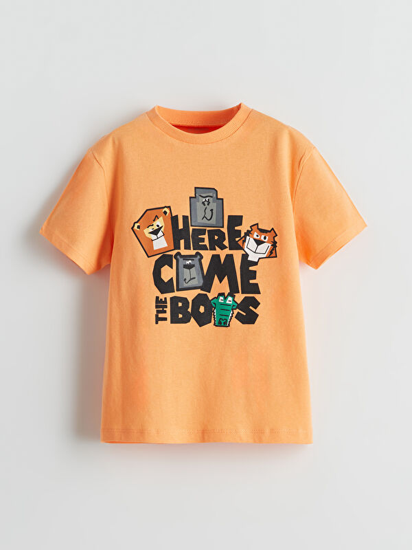 LCW Kids Bisiklet Yaka Baskılı Erkek Çocuk Tişört