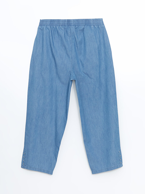 LCW Grace Mavi Beli Lastikli Kadın Jean Kapri - S5I229Z8-563 | LCW