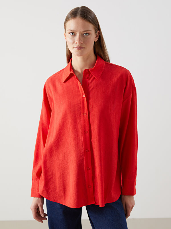 LCW Vision Dokulu Oversize Kadın Gömlek