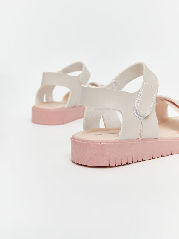 Çapraz Bantlı Cırt Cırtlı Kız Çocuk Sandalet - Görsel 6