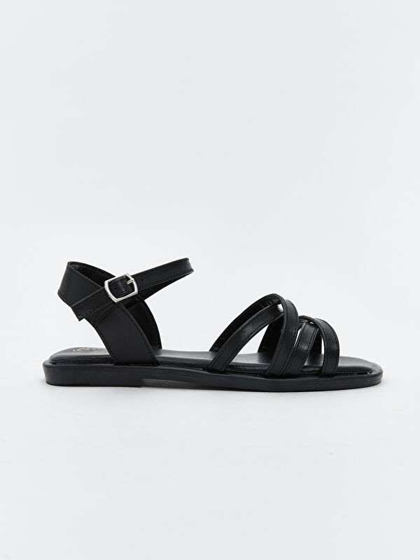 Deri Görünümlü Kız Çocuk Sandalet - Görsel 3