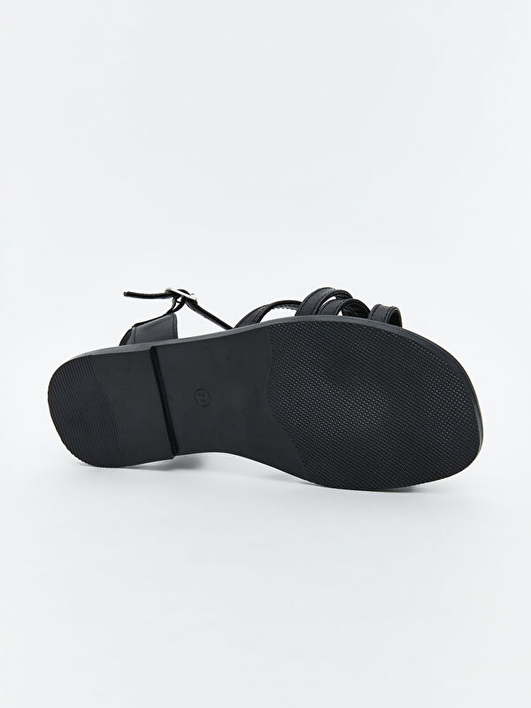 Deri Görünümlü Kız Çocuk Sandalet - Görsel 5