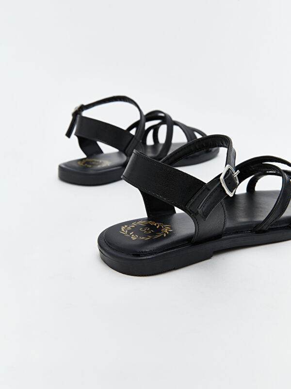 Deri Görünümlü Kız Çocuk Sandalet - Görsel 6