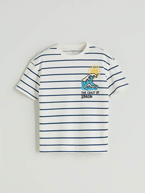 LCW Kids Çizgili Baskılı Erkek Çocuk Tişört