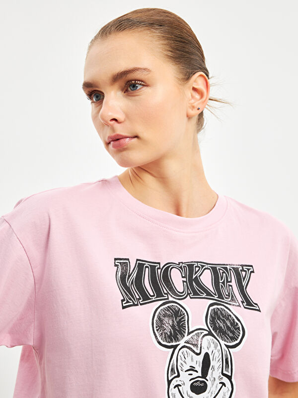 【PINKSISLY】★Wrinkle-free Mickey Training上下セット XSIDE Crew Neck Mickey Mouse Printed Short Sleeve Women's T