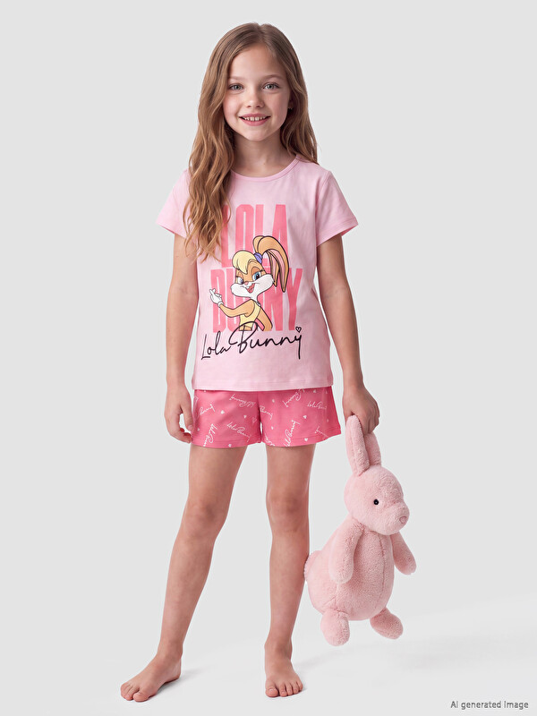 LCW Kids Lola Bunny Printed Girls' Shortie Pyjama Set
