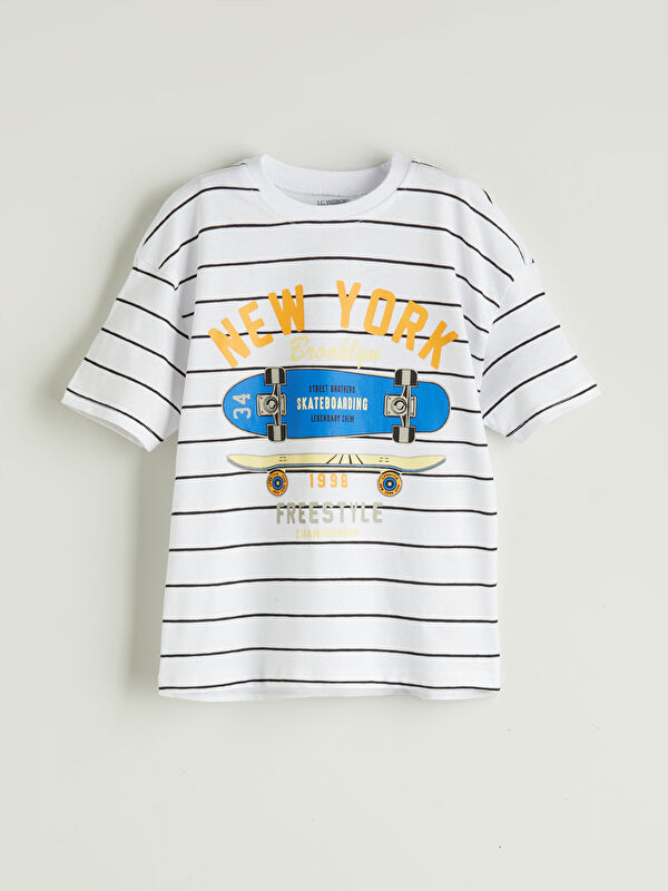 LCW Kids Bisiklet Yaka Baskılı Erkek Çocuk Tişört