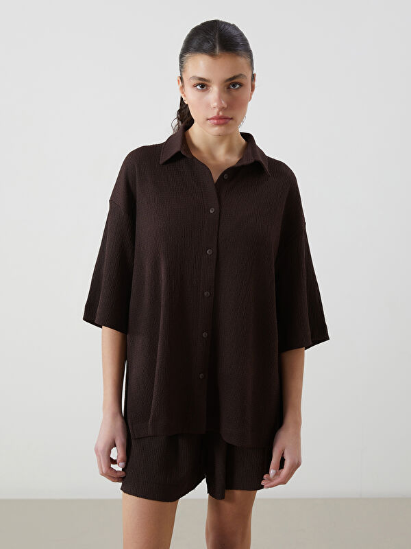 LCW Vision Strukturiertes Oversize-Hemd für Damen