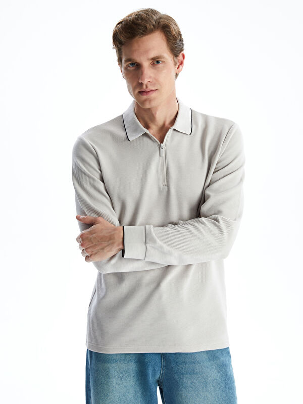 LCWAIKIKI Classic Polo Yaka Uzun Kollu Erkek Sweatshirt