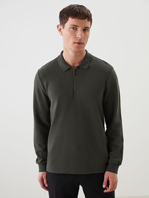 LCWAIKIKI Classic Polo Yaka Uzun Kollu Erkek Sweatshirt
