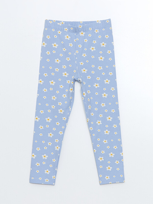 LCW Kids Beli Lastikli Çiçekli Kız Çocuk Tayt