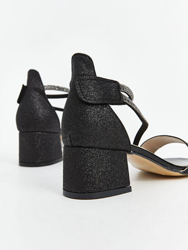 Lcw Steps Siyah Lcw Steps Deri Görünümlü Kız Çocuk Topuklu Sandalet