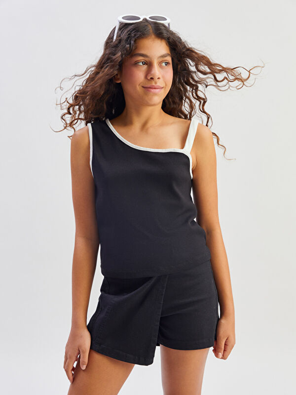 LCW Kids Asimetrik Yaka Kız Çocuk Crop Atlet