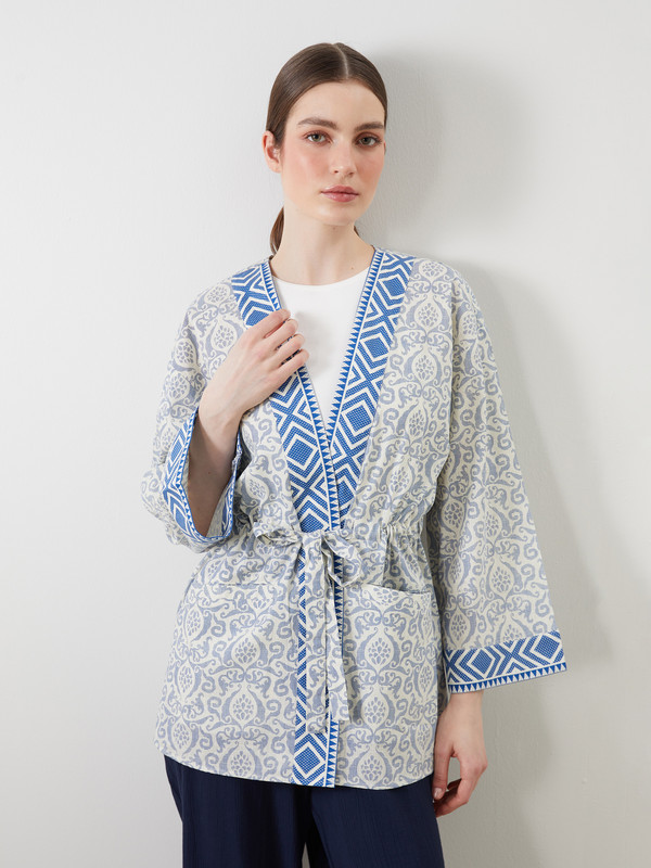 LCWAIKIKI Classic Shawl Collar Patterned Women's Kimono