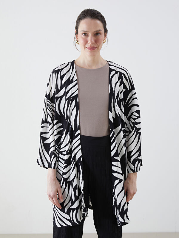 LCWAIKIKI Classic Shawl Collar Patterned Oversize Women's Kimono