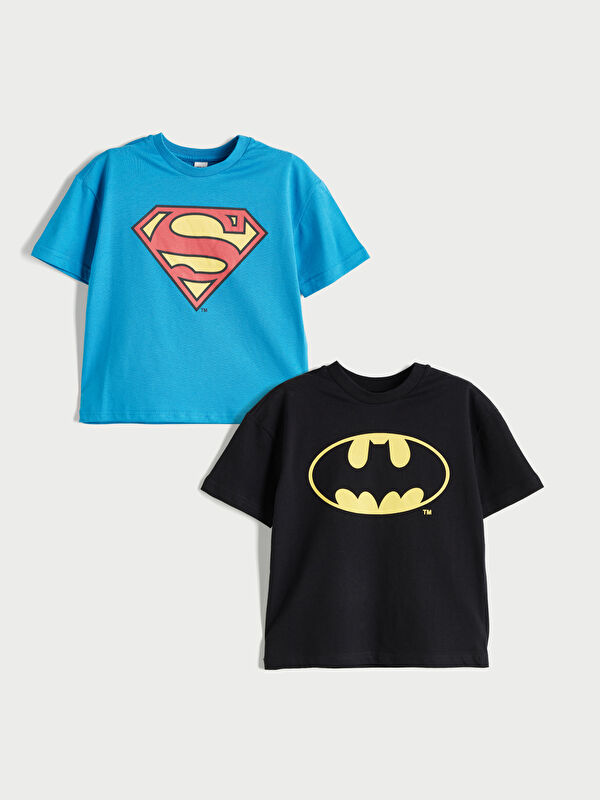 LCW Kids Lot de 2 T-Shirts sous licence Batman et Superman pour Garçons