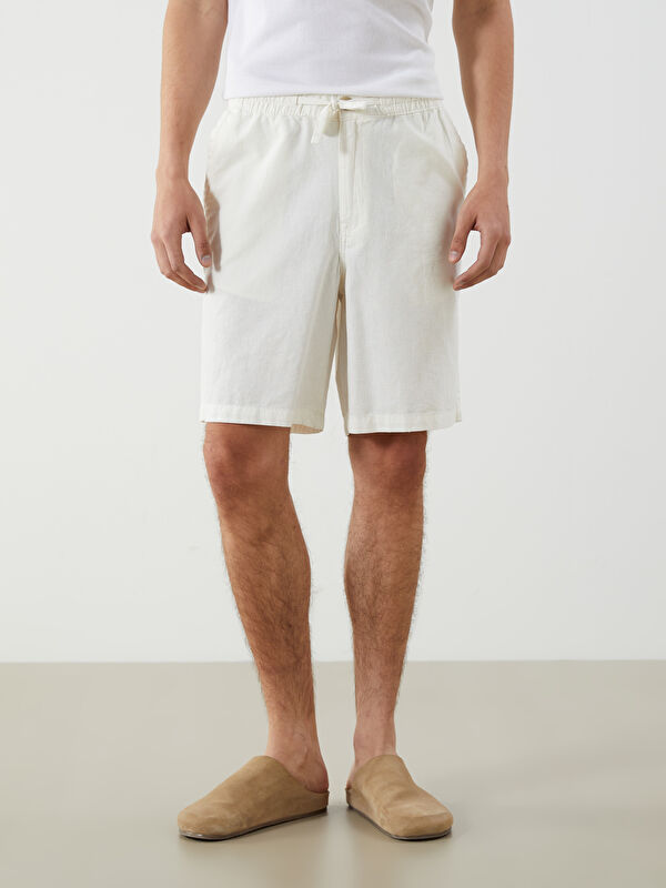 XSIDE Relaxed Fit Linen Blend Men's Shorts -S5IP44Z8-R9J - LC Waikiki