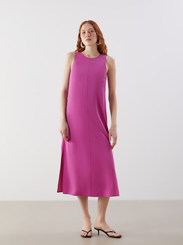 LCW Vision Crew Neck Slit Detail Dress