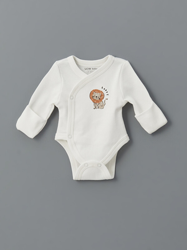 LCW baby Kruvaze Yaka Erkek Bebek Çıtçıtlı Body