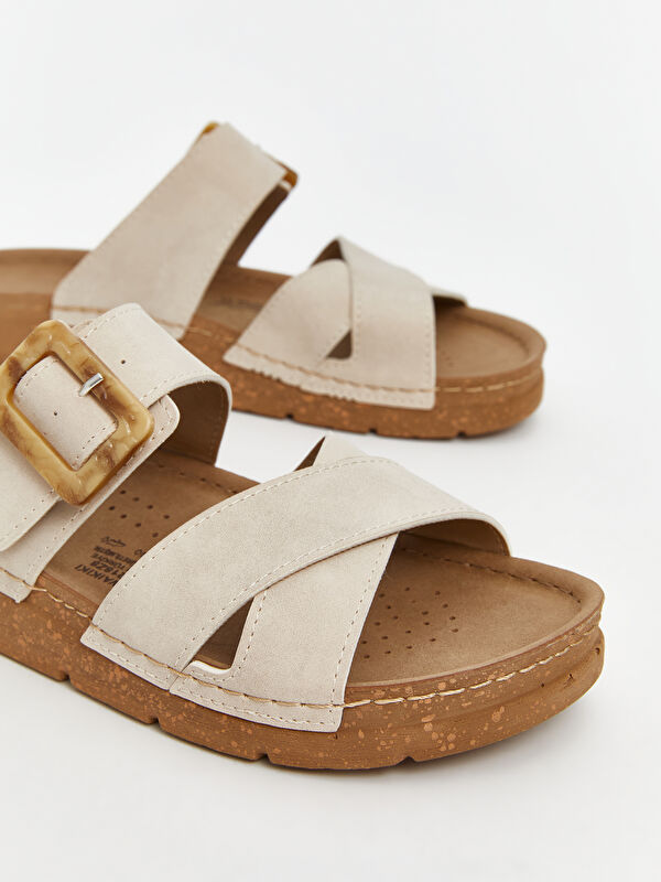 Deri Görünümlü Kadın Terlik - Görsel 4