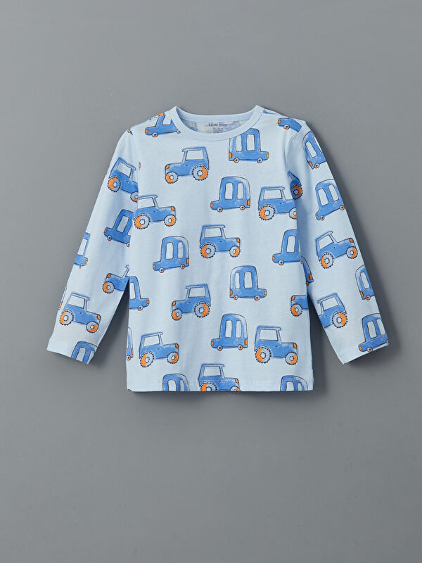 LCW baby Bisiklet Yaka Baskılı Erkek Bebek Pijama Üst