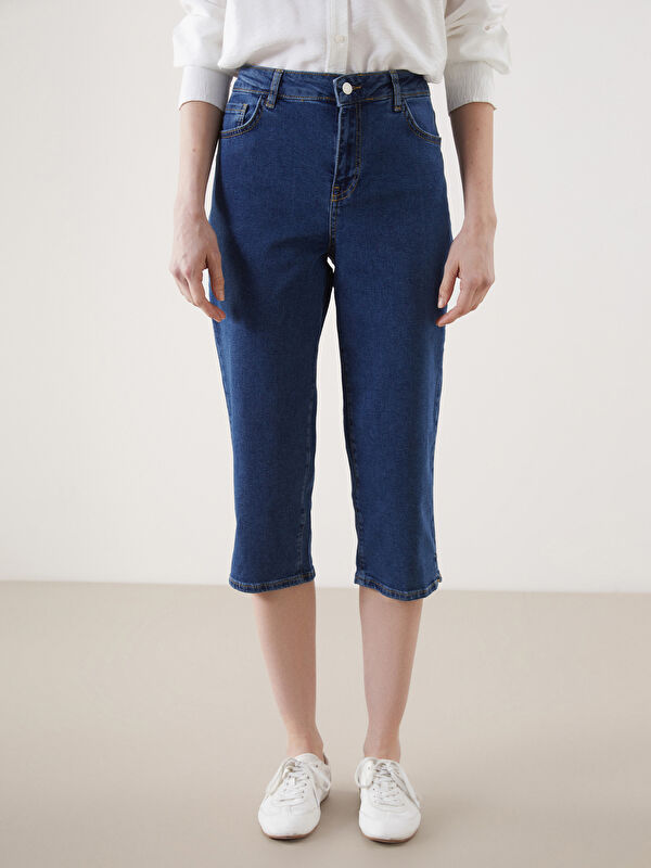 LCWAIKIKI Classic İndigo Dar Fit Kadın Jean Kapri - S5J652Z8-H45 | LCW