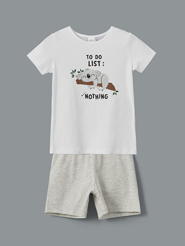 LCW ECO Bisiklet Yaka Kız Çocuk Şortlu Pijama Takımı