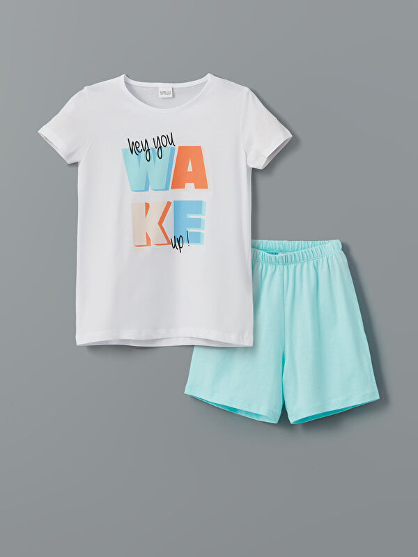 LCW ECO Bisiklet Yaka Kız Çocuk Şortlu Pijama Takımı