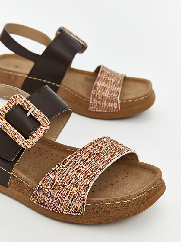 Lcw Steps Kahverengi Lcw Steps Deri Görünümlü Kadın Sandalet