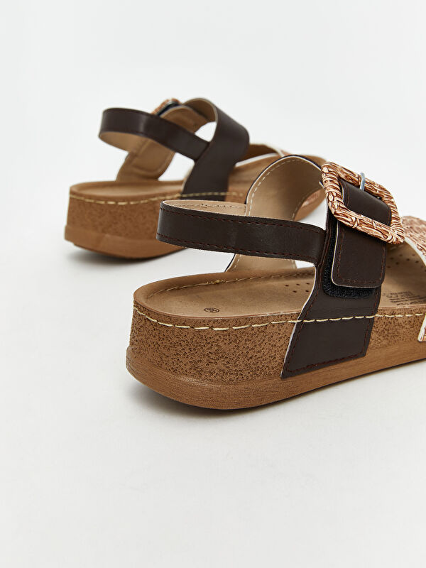 Lcw Steps Kahverengi Lcw Steps Deri Görünümlü Kadın Sandalet