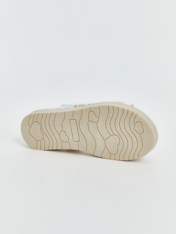 Çiçekli Cırt Cırtlı Kız Çocuk Sandalet - Görsel 5