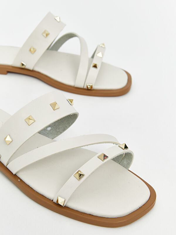 Deri Görünümlü Kadın Terlik - Görsel 4