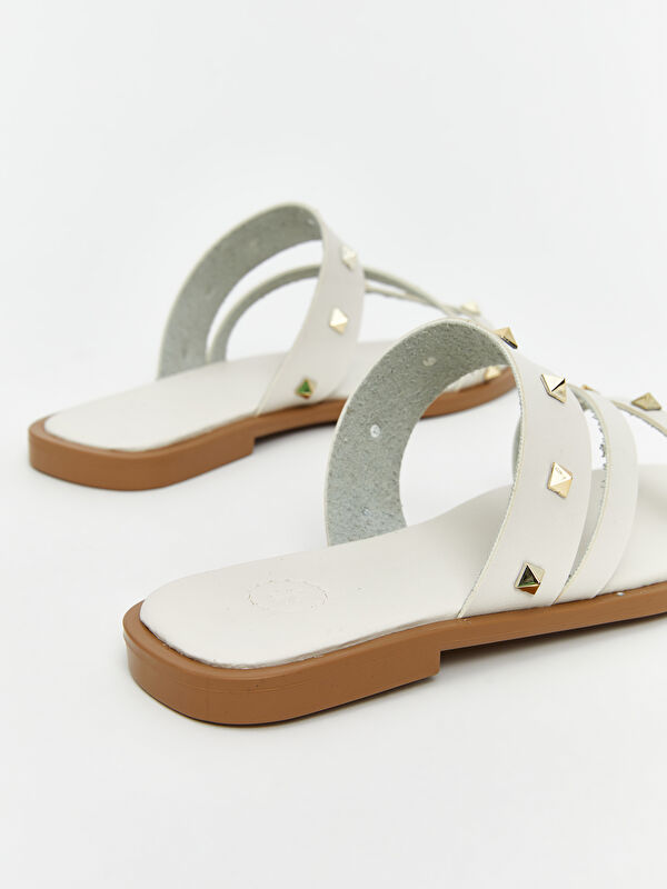 Deri Görünümlü Kadın Terlik - Görsel 6