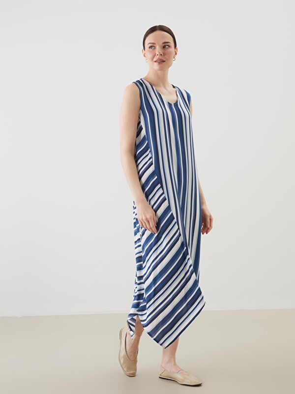 LCW Grace V Neck Striped Dress