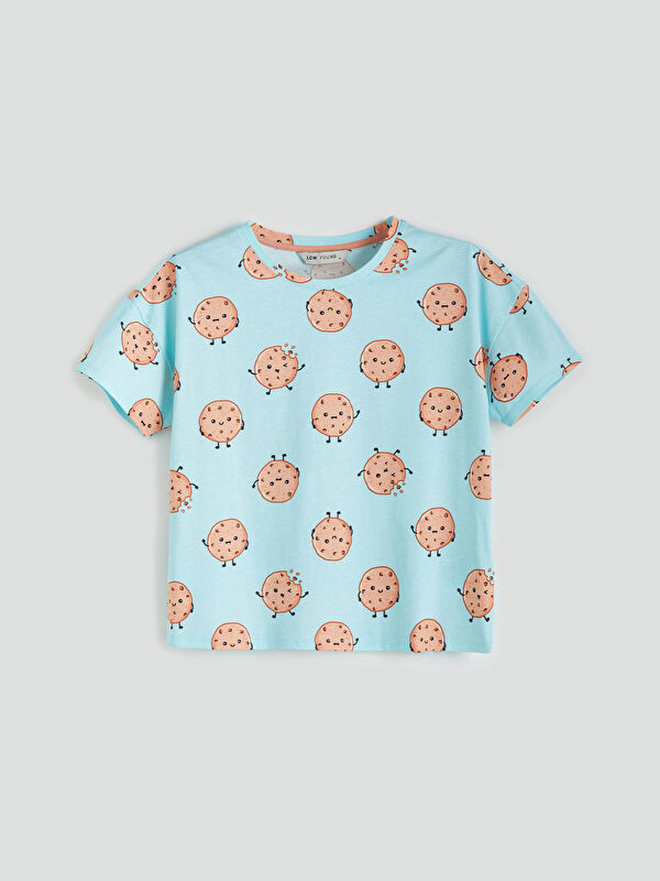 LCW Young Bisiklet Yaka Baskılı Kadın Pijama Üstü